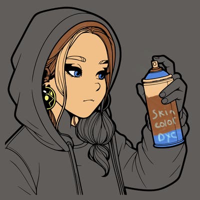 a realistic girl, spray painting