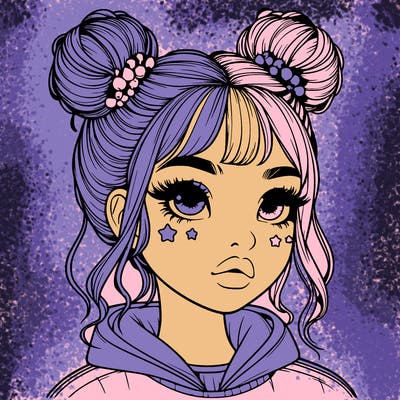 realistic girl with space buns