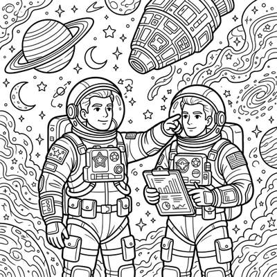 Embark on an epic space journey with our dynamic Astronaut Commanders coloring page. These brave leaders are ready to guide you through a universe teeming with stars, planets, and celestial wonders.