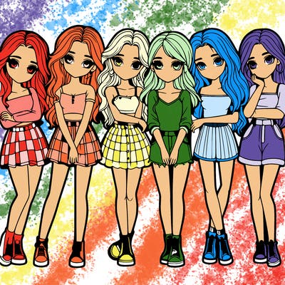 a group of girls realistic