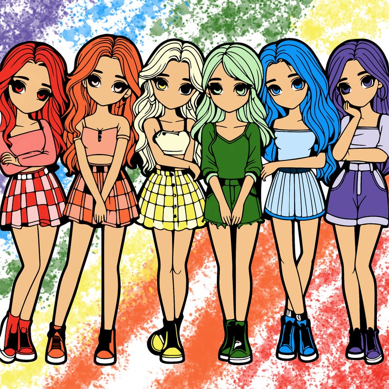 a group of girls realistic