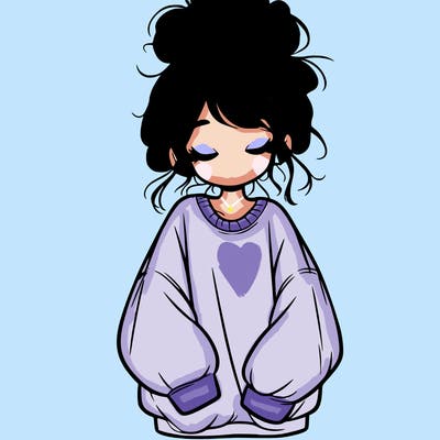 girl with baggy sweatshirt and messy bun