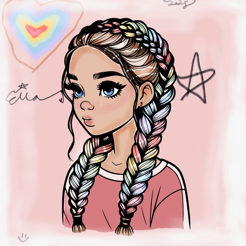 realistic girl with braids
