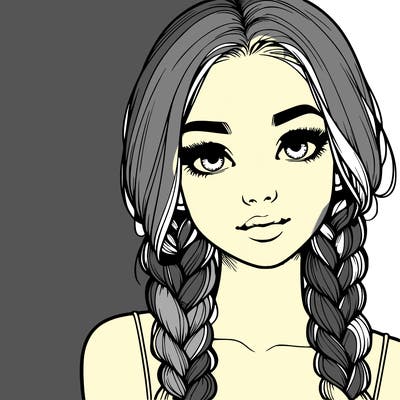 realistic girl with braids