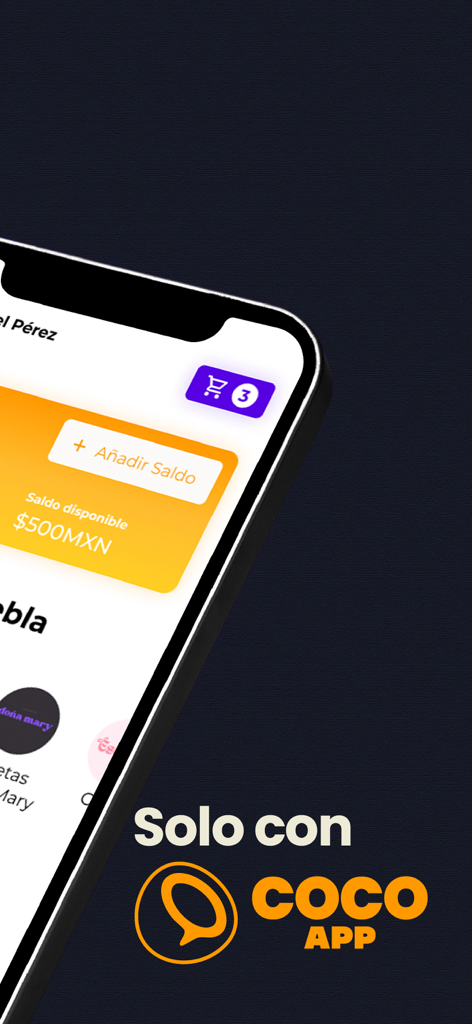 Coco APP - Primo piano dell'interfaccia del portafoglio digitale di Coco App che mostra il saldo disponibile e l'opzione per aggiungere fondi