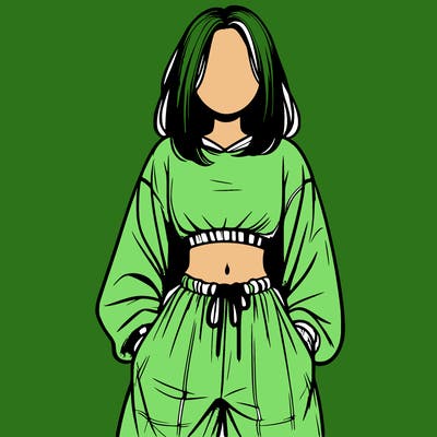 realistic girl faceless with baggy pants and a crop top