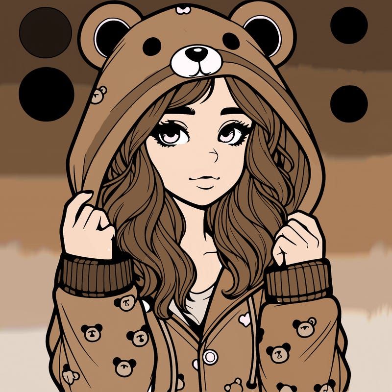 realistic girl in a animal pjs hoodie
