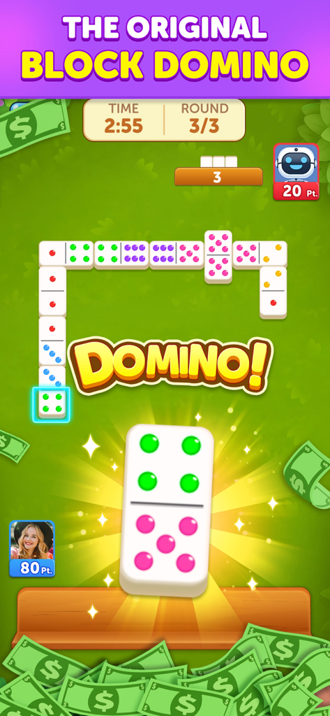Dominos Cash - Win Real Prizes - Dominos Cash gameplay showing a competitive match for real money prizes