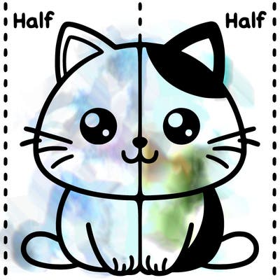 half and half split with 1 cat