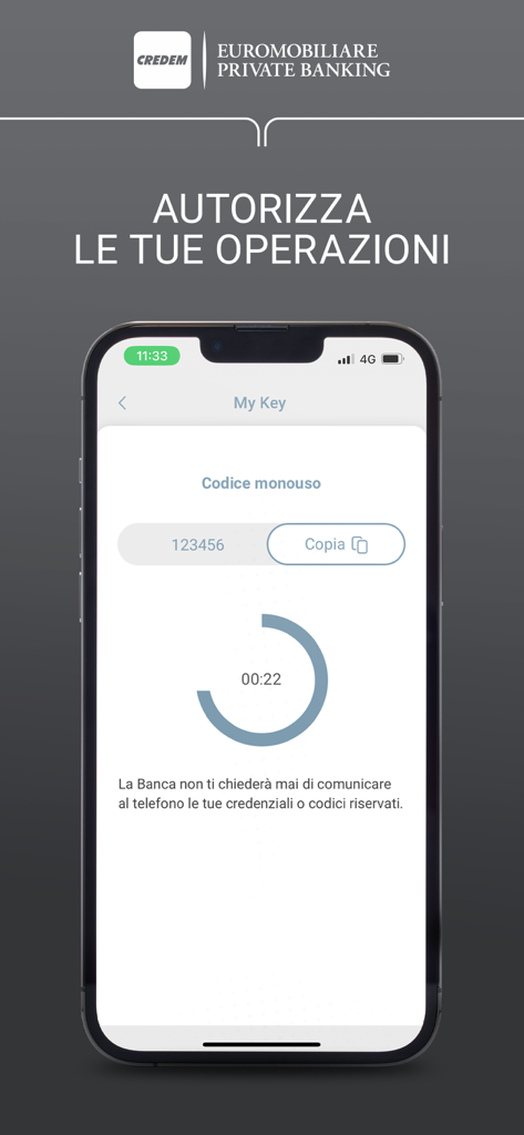 Business On App - Écran de smartphone affichant un code de sécurité unique pour l'autorisation de transactions professionnelles