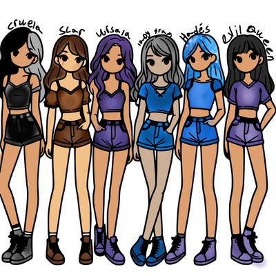 a group of girls wearing crop tops and shorts