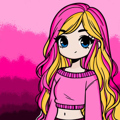 girl with long hair and a crop top with a sweater