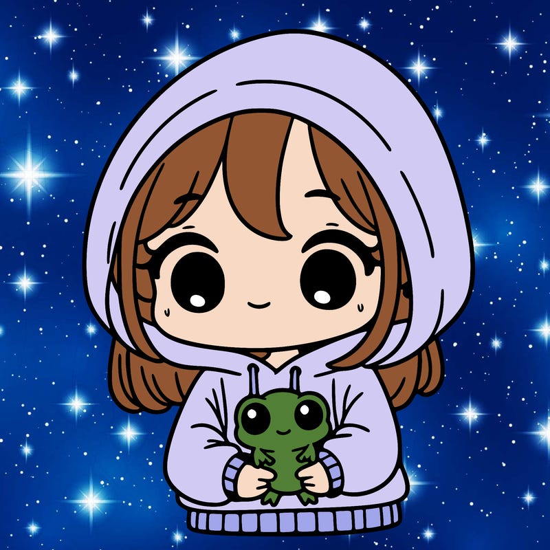 cute girl in a hoodie holding a frog