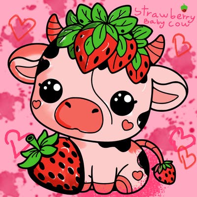 cute strawberry cow