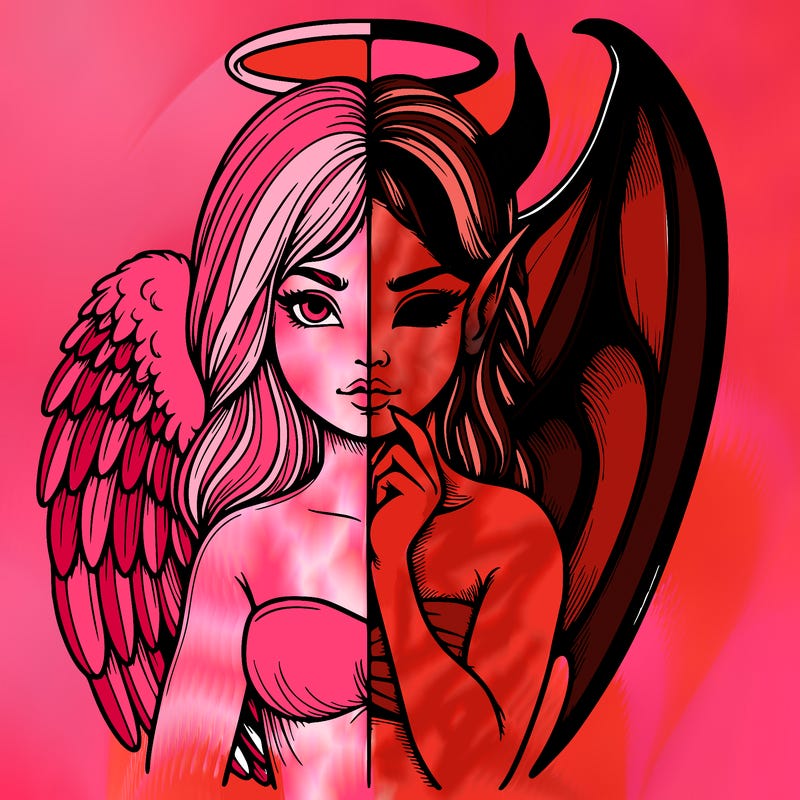 realistic angel half demon