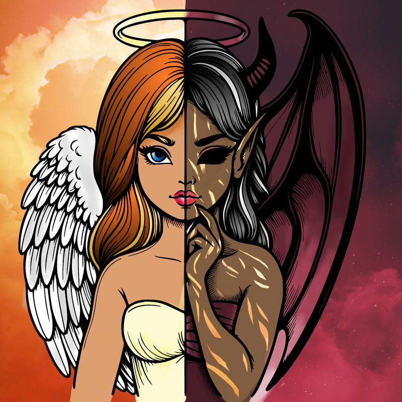 realistic angel half demon