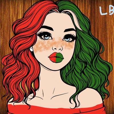 realistic girl with wavy hair and lips