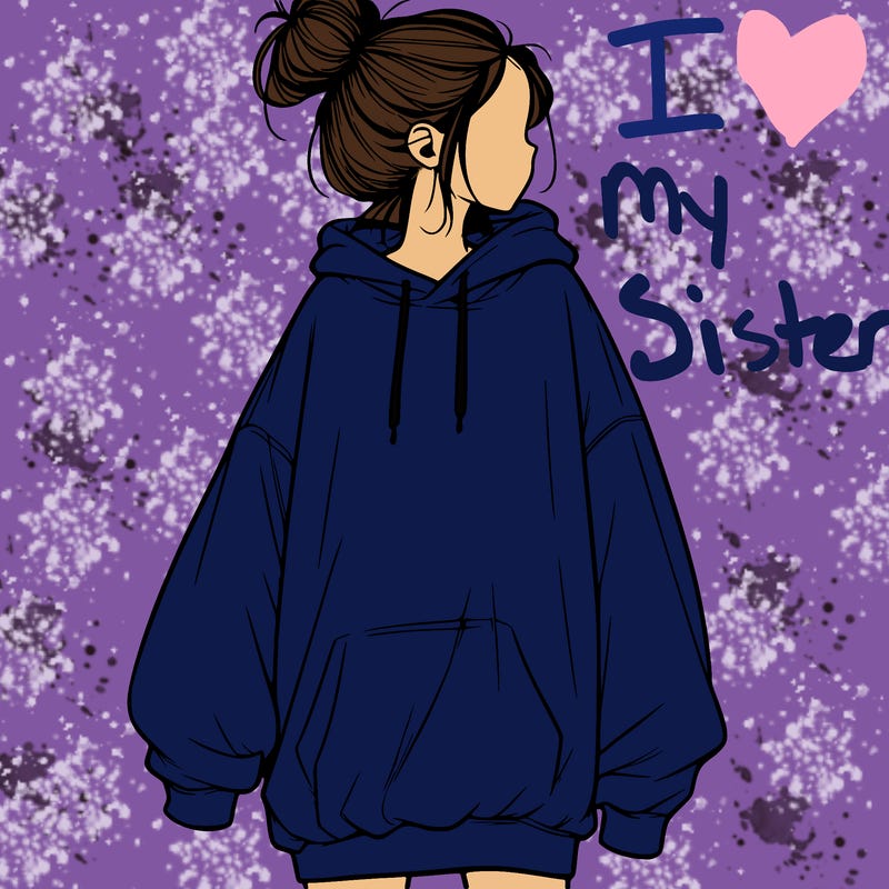 realistic girl with a oversized sweatshirt on and a bun