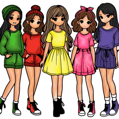 a group of five girls