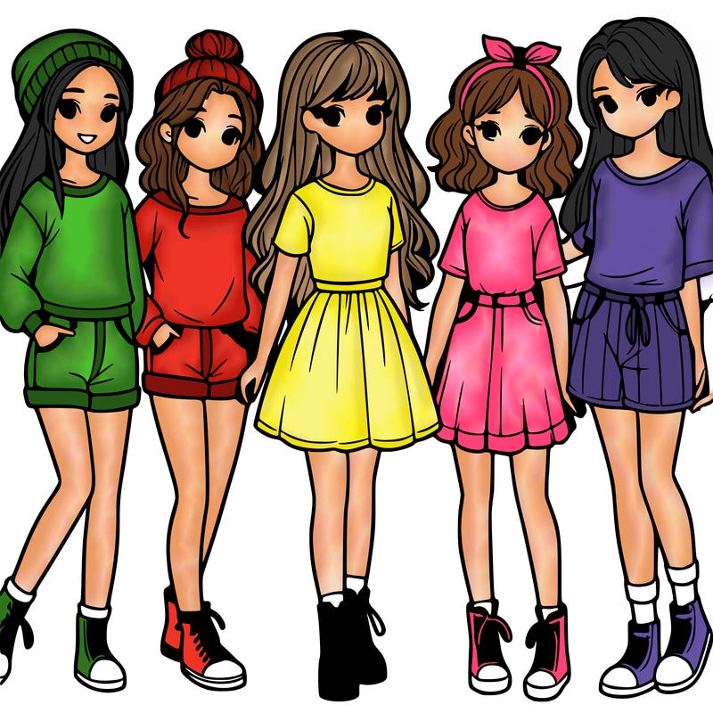 a group of five girls