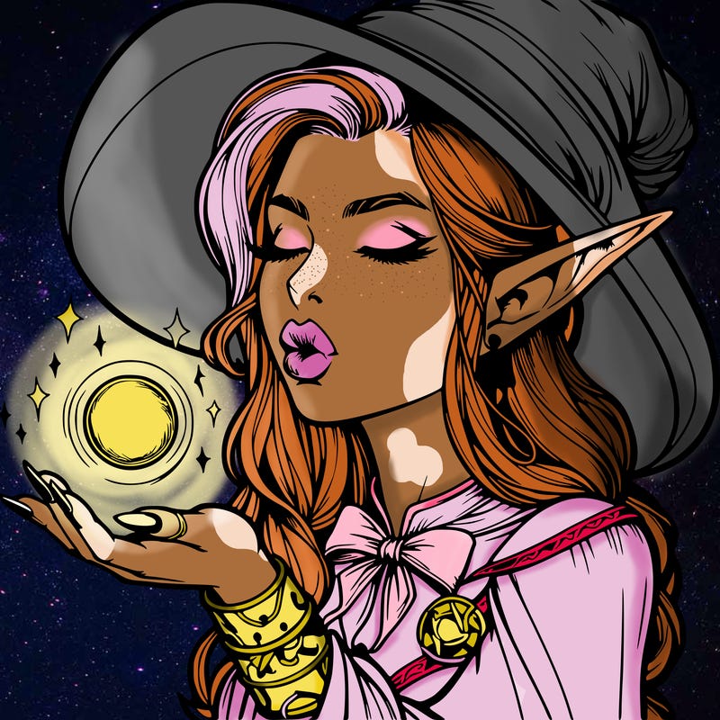 realistic elf casting a spell with lips