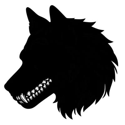 realistic wolf with skull face