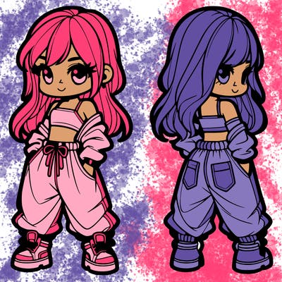 girl in crop top and baggy pants