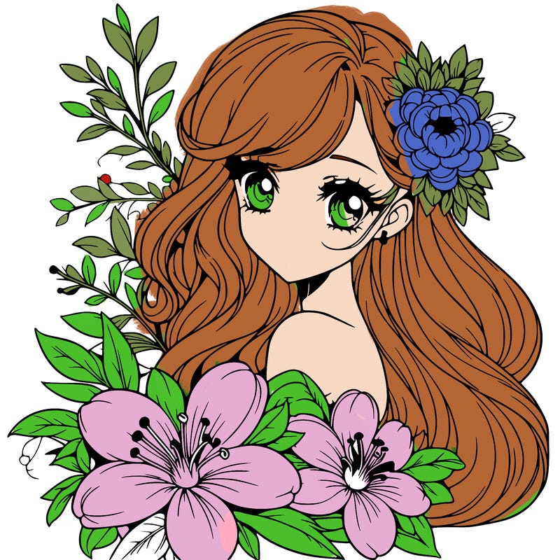 flower nature, beautiful queen teen anime