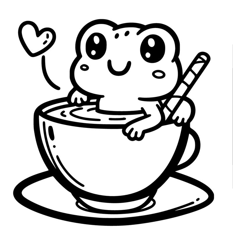 cute frog in a tea cup