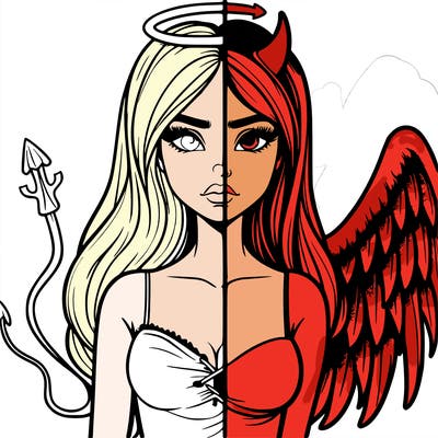devil vs angel realistic girl