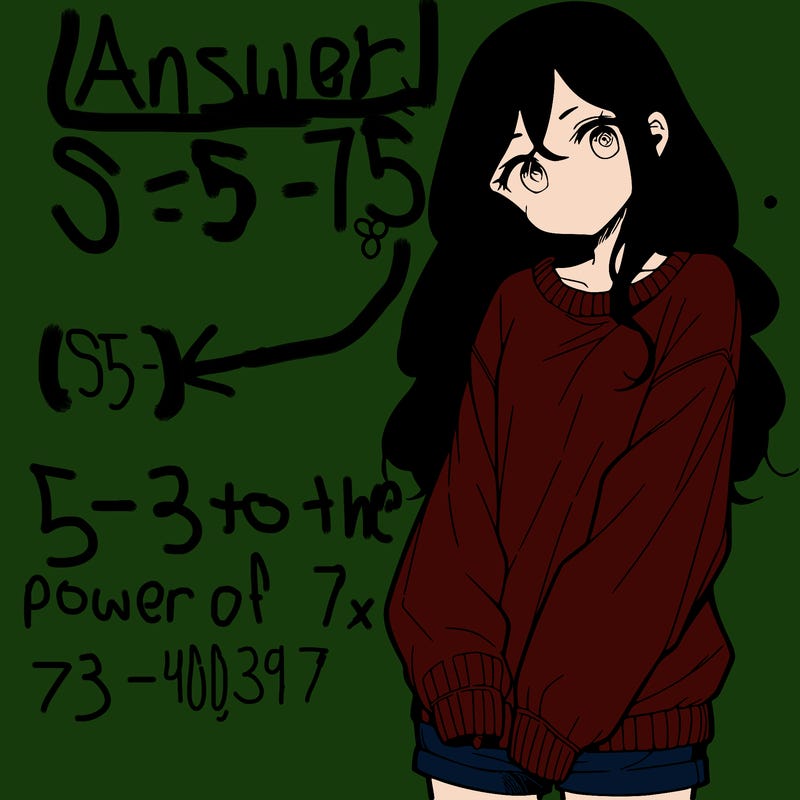 manga teen girl  in a sweater and baggy pants