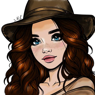 realistic girl with hat