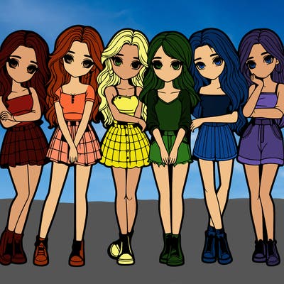 a group of girls realistic