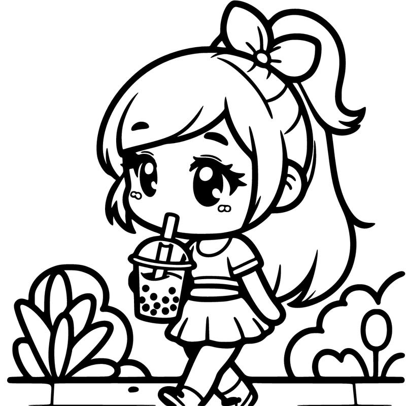 cute girl drinking boba