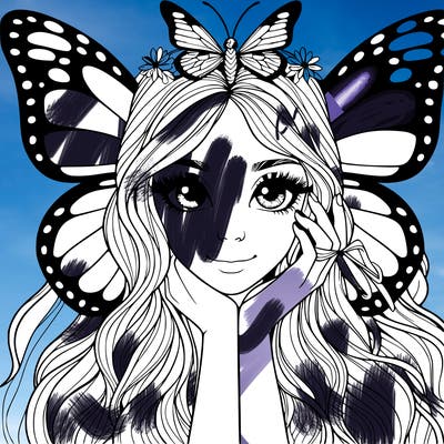 butterfly realistic girl