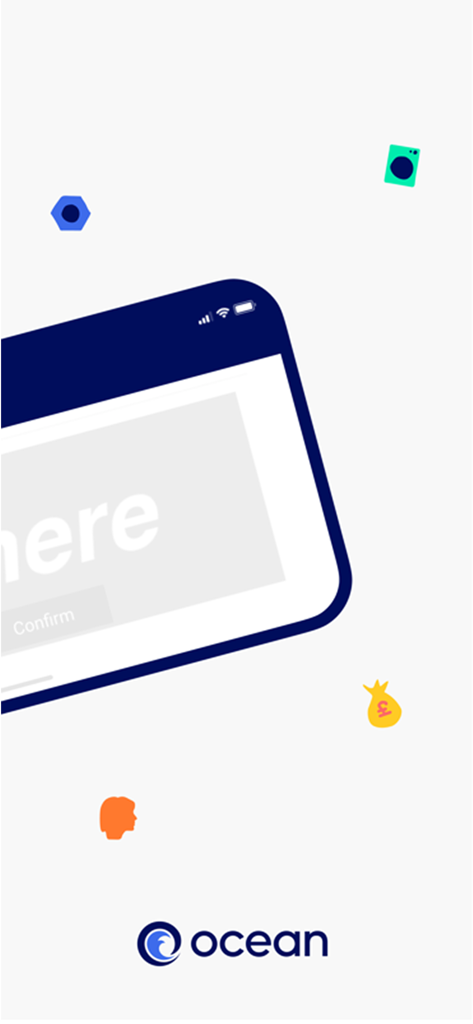 Ocean Finance Secured Loan - Ocean Finance Secured Loan mobile app interface showing a smartphone and brand logo with floating icons