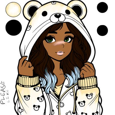 realistic girl in a animal pjs hoodie