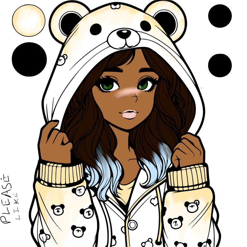 realistic girl in a animal pjs hoodie