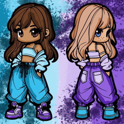 girl in crop top and baggy pants