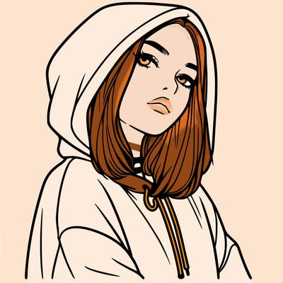 a realistic girl in a hoodie