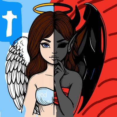 realistic angel half demon