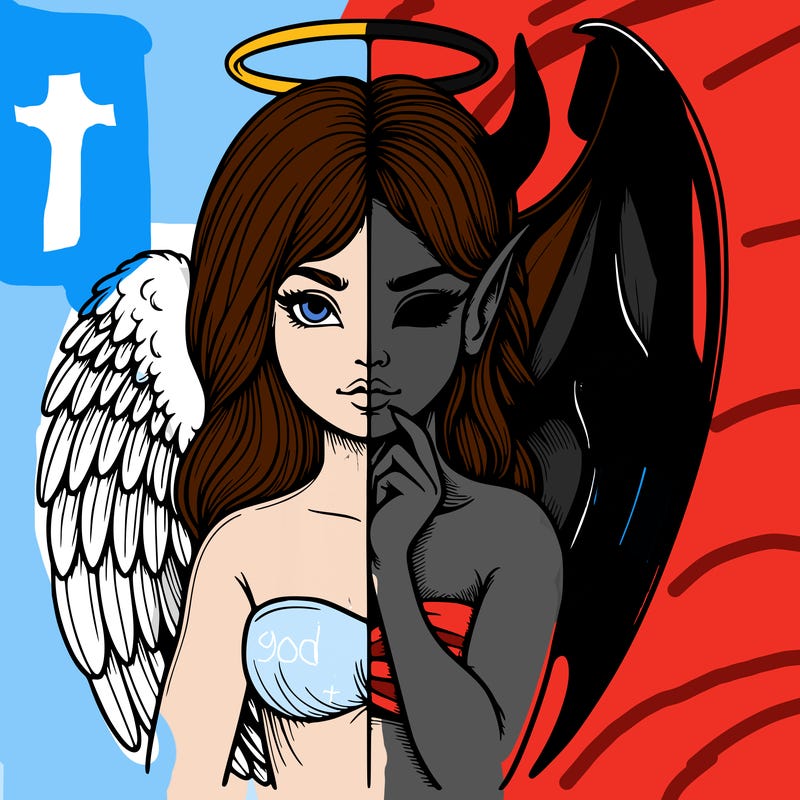 realistic angel half demon