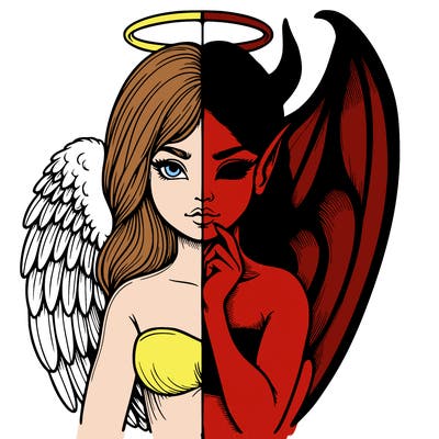 realistic angel half demon