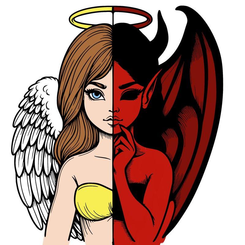 realistic angel half demon