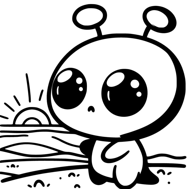 realistic stitch watching the sunset