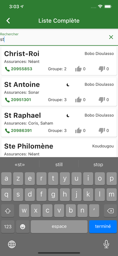 Complete list of health establishments in Burkina Faso shown in the Faso Sante app