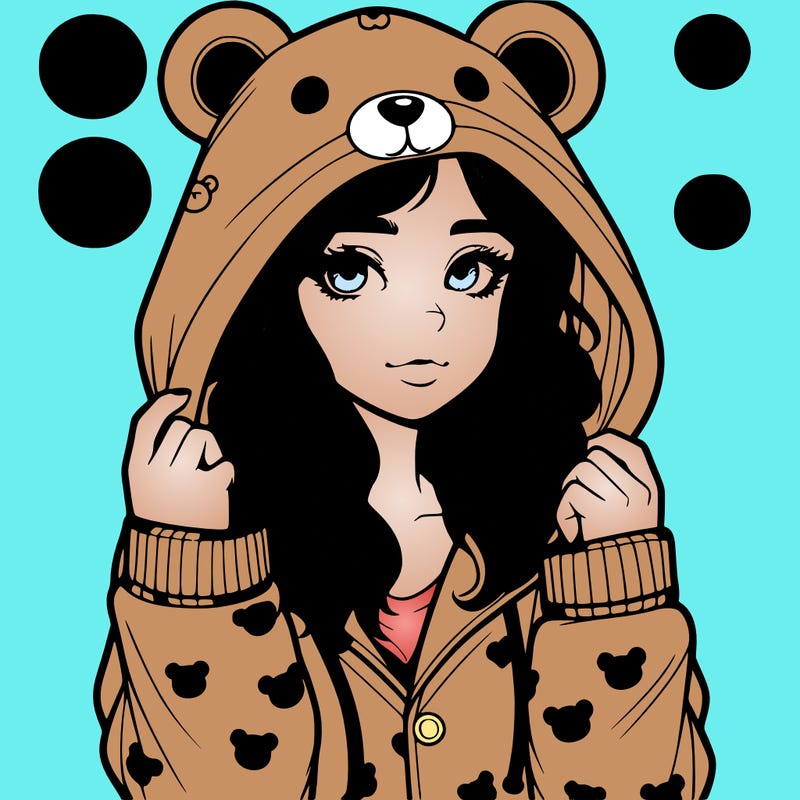 realistic girl in a animal pjs hoodie