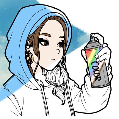 a realistic girl, spray painting