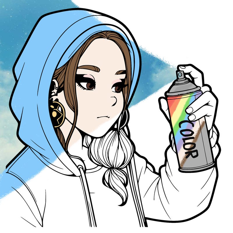 a realistic girl, spray painting