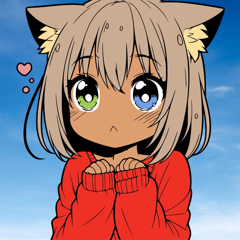 shy anime catgirl